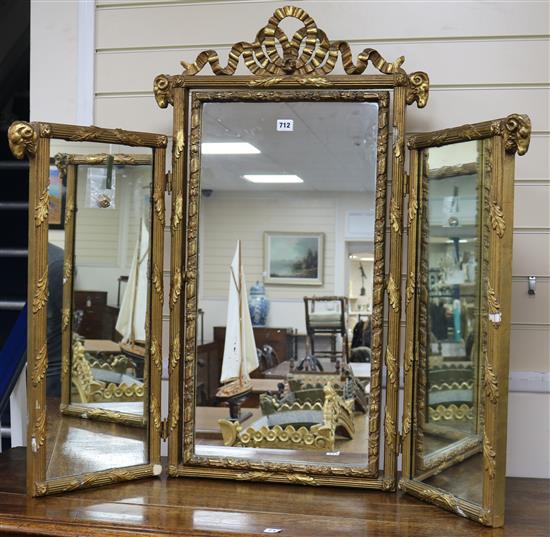 A gilt triptych mirror H.97cm